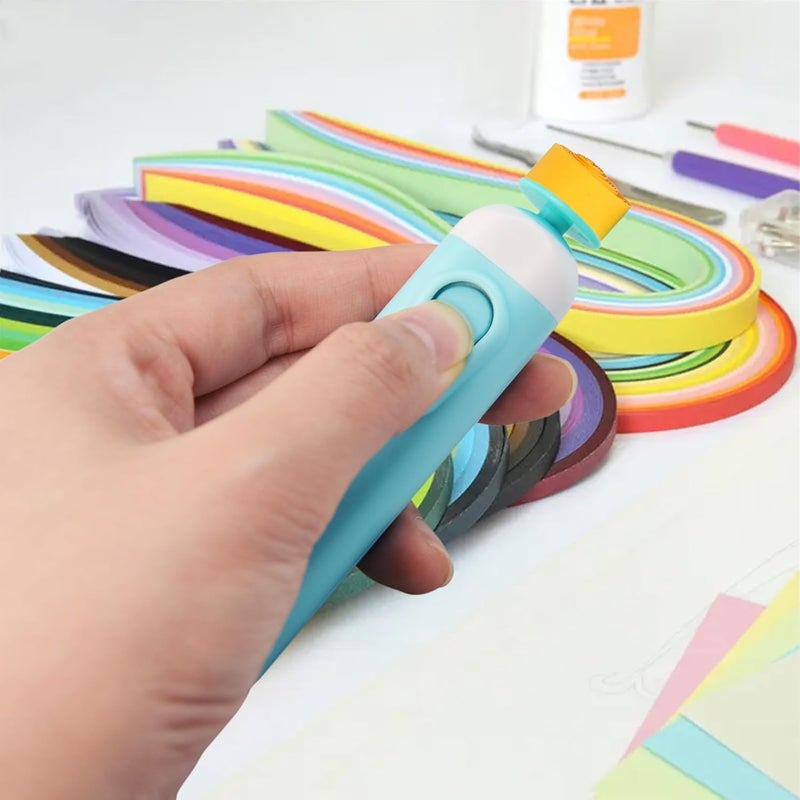 Flylin 2PCS Electric Quilling Pen, Electric Slotted Tool Electric Quilling Pen Automated Paper Volume, Curling Pen for Paper Rolling Crafts General Quilling Paper Strips and Wider Paper Strips (Blue&Pink) - Image 3